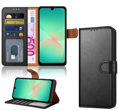 ICATCHY Case for Samsung A17 A26 with 4 Card Slot Leather Flip Wallet Magnetic Cover