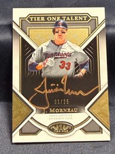 01/25 Justin Morneau 2023 Topps Tier One Talent Auto Autograph Twins On Card
