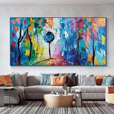 Abstract Blue Hand Painted Oil Painting On Canvas landscape Home Decoration