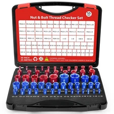 55 Pcs Thread Checker, Nut and Bolt Thread Checker Set with 30 Inch and 25 Me