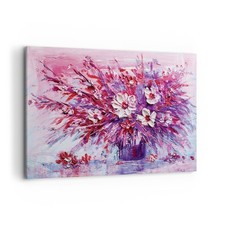 Quadro su Tela 100x70cm Impasto Fiori Rosa Stampe Immagini Quadri Moderni Murale