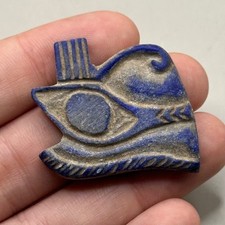 Ancient Egyptian Lapis Lazuli Eye of Horus Amulet In Good Condition