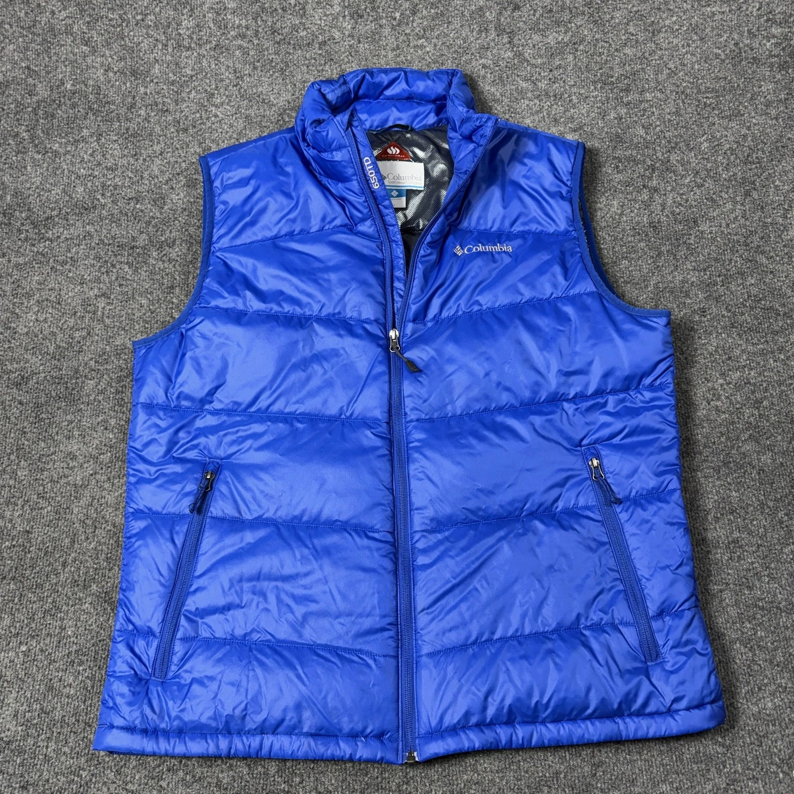 Columbia Vest Mens Large Blue 650TD Turbodown Omni-Heat Puffer Full Zip Outdoor