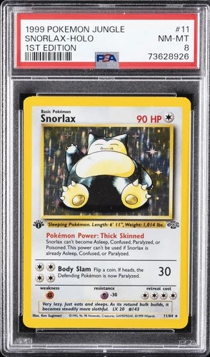 1999 POKEMON JUNGLE 1ST ED #11 SNORLAX-HOLO PSA 8