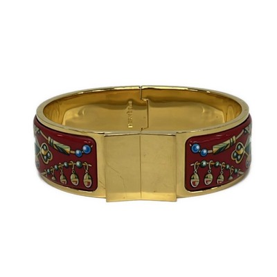 HERMES Loquet Email Gold Red Multi Hardware Bangle