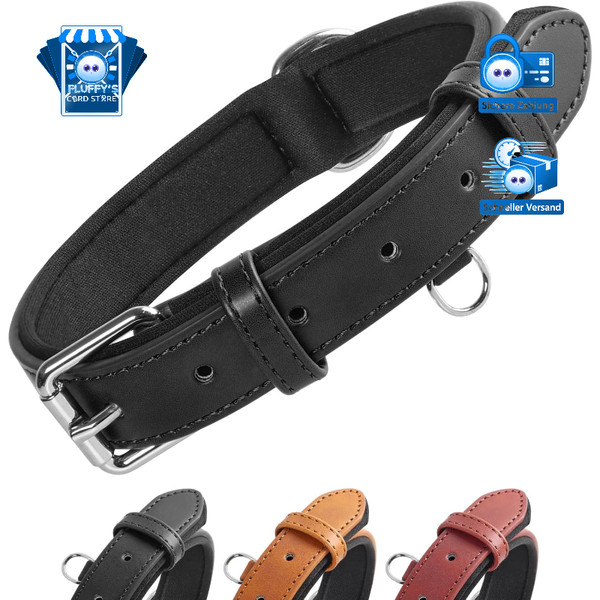 Leder Hundehalsband Verstellbar Mit Polsterung FüR Kleine Bis GroßE Hunde-image