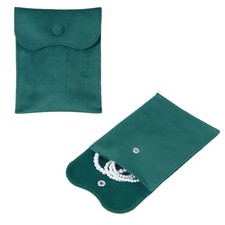 2Pcs Velvet Jewelry Pouches with Snap Button 4.3 x 5 in Storage Bags, Blue