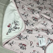 NEW 2009 GYMBOREE Baby Blanket Elephants Paris Pink Receiving Reversible NWT T1