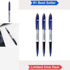 Roller Ball Pens 0.7mm Bold Blue Ink Pack of 3 Stainless Steel Tip Smooth
