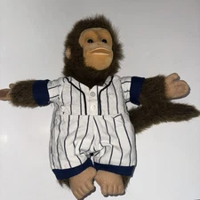 Vintage Hosung Monkey Puppet Squeaker Plush Baseball Player