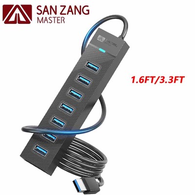 7 Ports USB Hub 3.0 5Gbps Hochgeschwindigkeits-Datenextender für Laptop PC DE