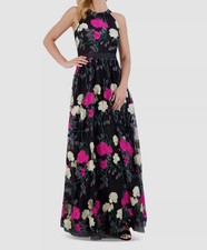 Eliza J Women's Black Embroidered Tulle Ball Gown Dress Petite Size 2P