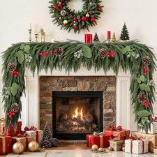 6FT Christmas Norfolk Pine Garland,Christmas Garland for Mantle Artificial Real