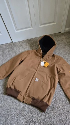 Carhartt Men’s Hooded Insulated Active Jacket Full Zip Loose Fit brown M TALL video thumbnail