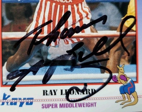 AUTOGRAPHED Boxing Sugar Ray Leonard 1991 Kayo Card JSA COA Signed Smudge - Picture 2 of 3