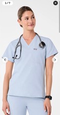 Figs Women's Slim Catarina One-Pocket Scrub Top Limited Edition Frost Size Large