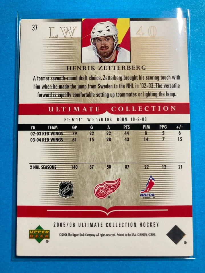 2005-06 Ultimate Collection #37 Henrik Zetterberg 542/599 - Image 2 of 2