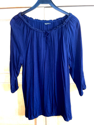 Laura Torelli Viskose Bluse dunkelblau 42 marine lockerer Fall H M neuwertig