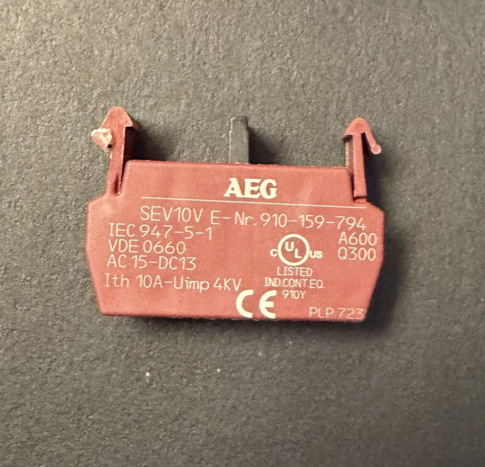 AEG SEV-10 1 N.O. Bloque de contacto Early Make. Compatible con GE P9B10VA Foto 2 de 4