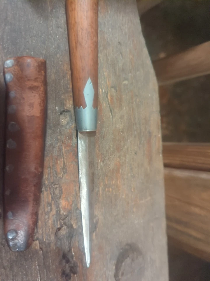 Старинный кинжал инкрустация эпохи гражданской войны 1860-х годов нож с кожаными ножнами на заказ - Изображение 3 из 4