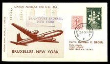 Mayfairstamps Belgium Flight 1958 Brussel to NY Cover aaw_63499