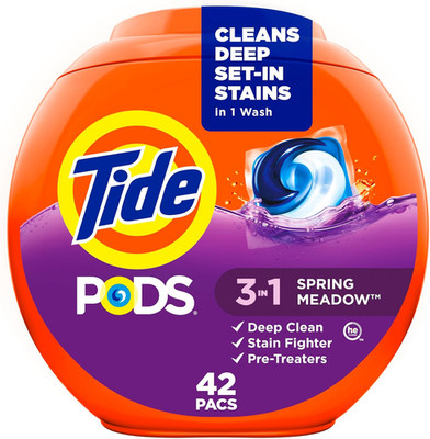 PODS Laundry Detergent Pacs, 3-In-1 Stain Remover, Odor Fighter, Color Protector