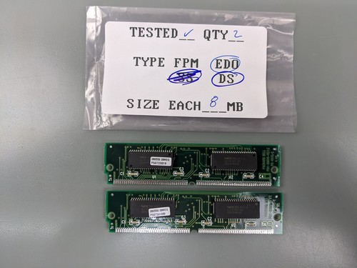 (2) Packard Bell 8MB EDO SIMMs, 72-pin RAM Memory Sticks (16MB Total) PB4-8MB16