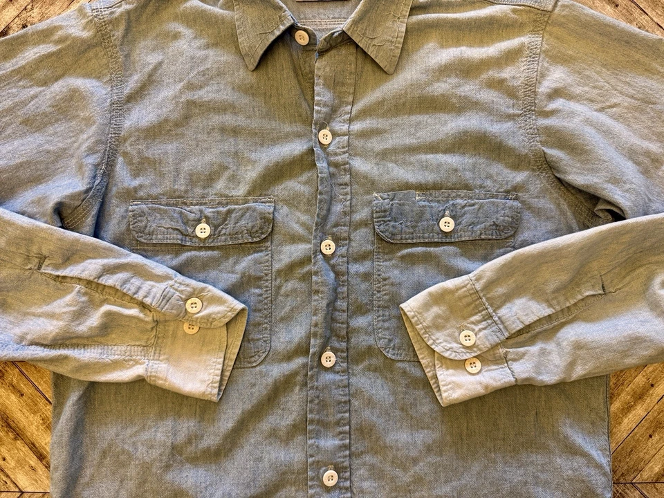 VTG Big Mac JCPenney Shirt Mens Small Denim Y2K Blue 60s 70s Button Up Made USA - Image 2 of 4