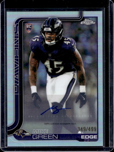 2025 Topps Chrome Mike Green Auto Autograph RC Refractor #/499 Ravens Rookie
