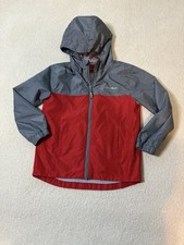 Eddie Bauer Kids Nylon Red  Gray Hooded Windbreaker Sz S 7/8 