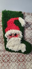 Vtg Santa Latch Hook Christmas Stocking Handmade