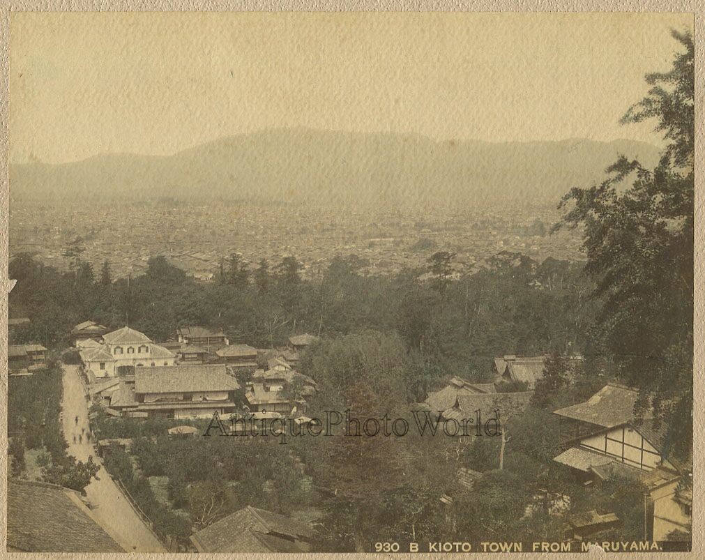 Kyoto Japan aerial view antique tinted albumen art photo | eBay