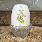 Vintage Signed Fenton Hand Painted Milk Glass Fairy Lamp Violets Floral Satin