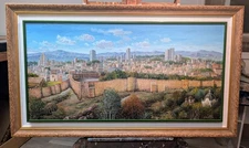 🔥JERUSALEM MIXED MEDIA ORIGINAL PAINTING BY MINAS GHARIBIAN SIGNED & FRAMED🔥