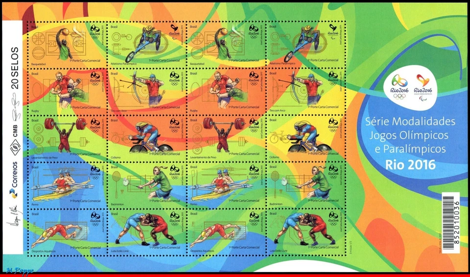 3298 3307 3317 3318 BRAZIL 2015 - OLYMPIC GAMES, RIO 2016, ALL THE 4 SHEETS, MNH - Image 2 of 4