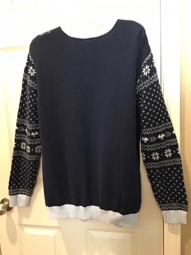 Game of Thrones Size XL Ugly Christmas Sweater Deck The Wall HBO Navy Blue