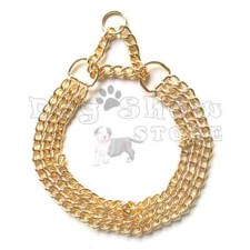 Dog show Martingale Collar Choker necklace Gold plated Tripple Chain solid metal