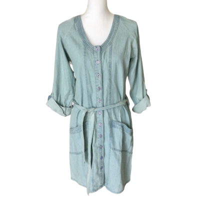 charlotte russe denim dress Vintage Y2K Charlotte Russe Denim Dress Size M Roll Tab Sleeves Button  Front NEW