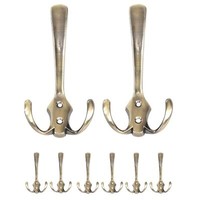 8Er-Set Garderobenhaken HWC-D46, Haken Wandhaken Kleiderhaken, Farbe: Messing