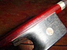 VINTAGE VIOLIN BOW 29 1/4 " 50 grams  MID CENTURY EBONY MOP FLOWER TRADE MARK
