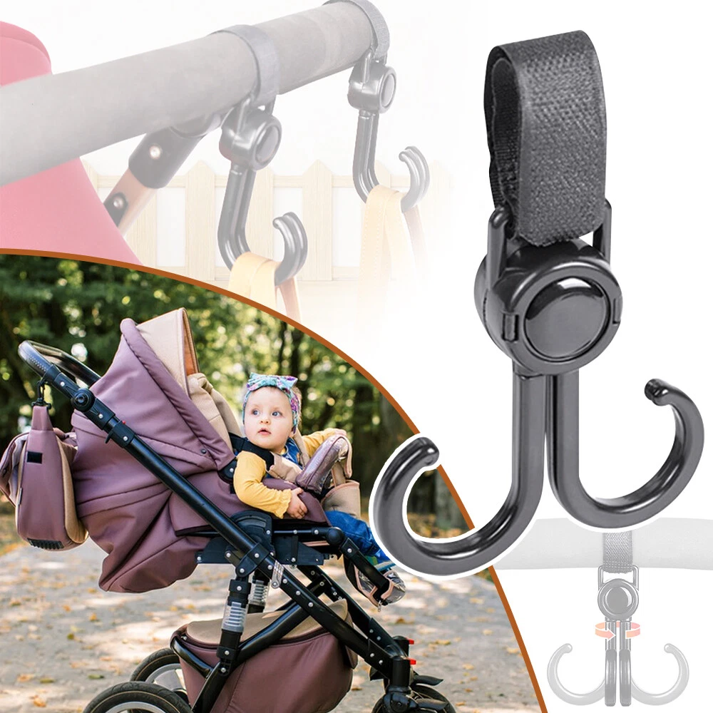 2x Baby Stroller Hook Double Hook Pram Rotatable Cart Hook Hanging Car Seat  Hook