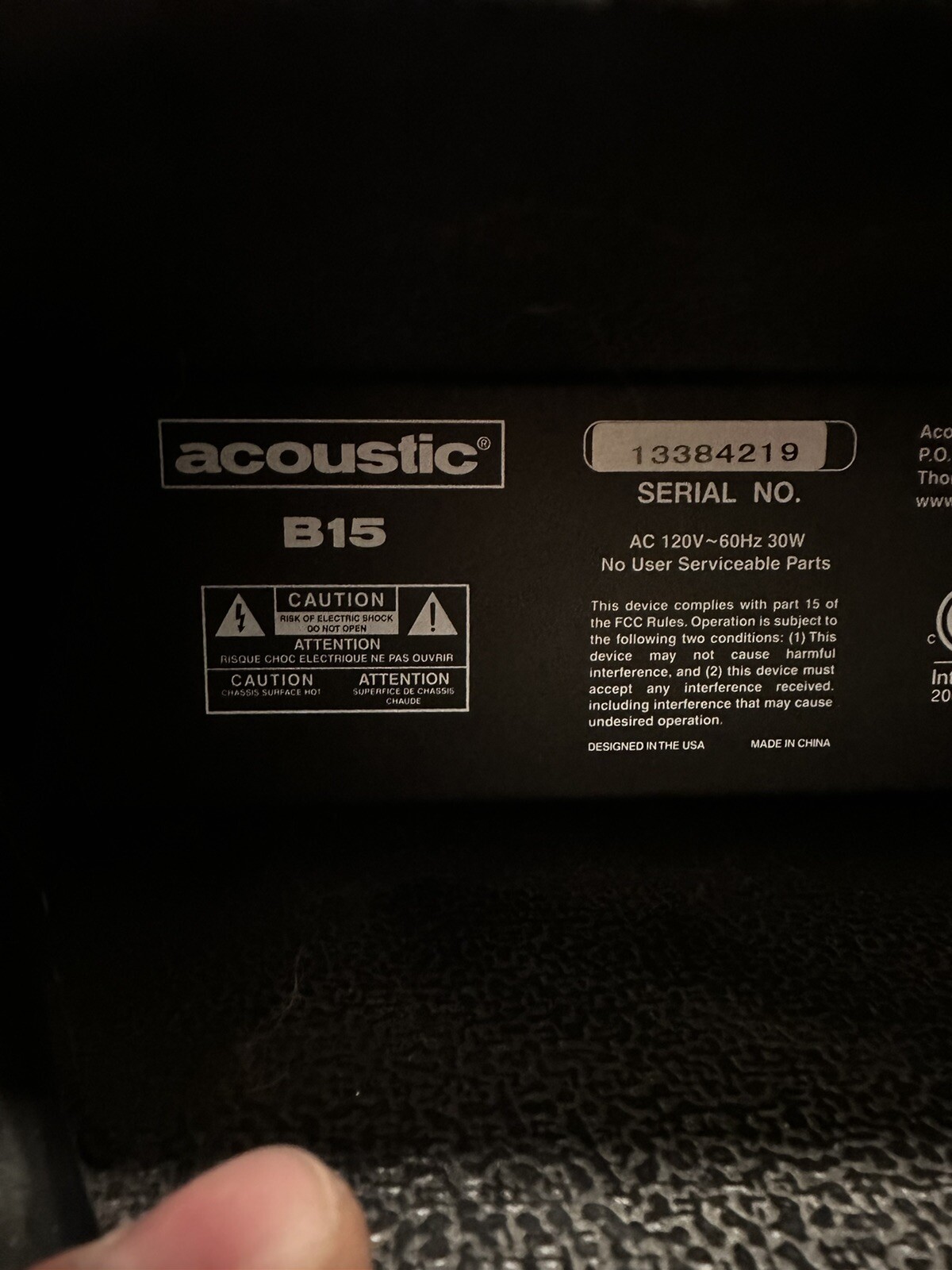 Acoustic Bass Combo Model B15 Bass Guitar Amplifier Excellent