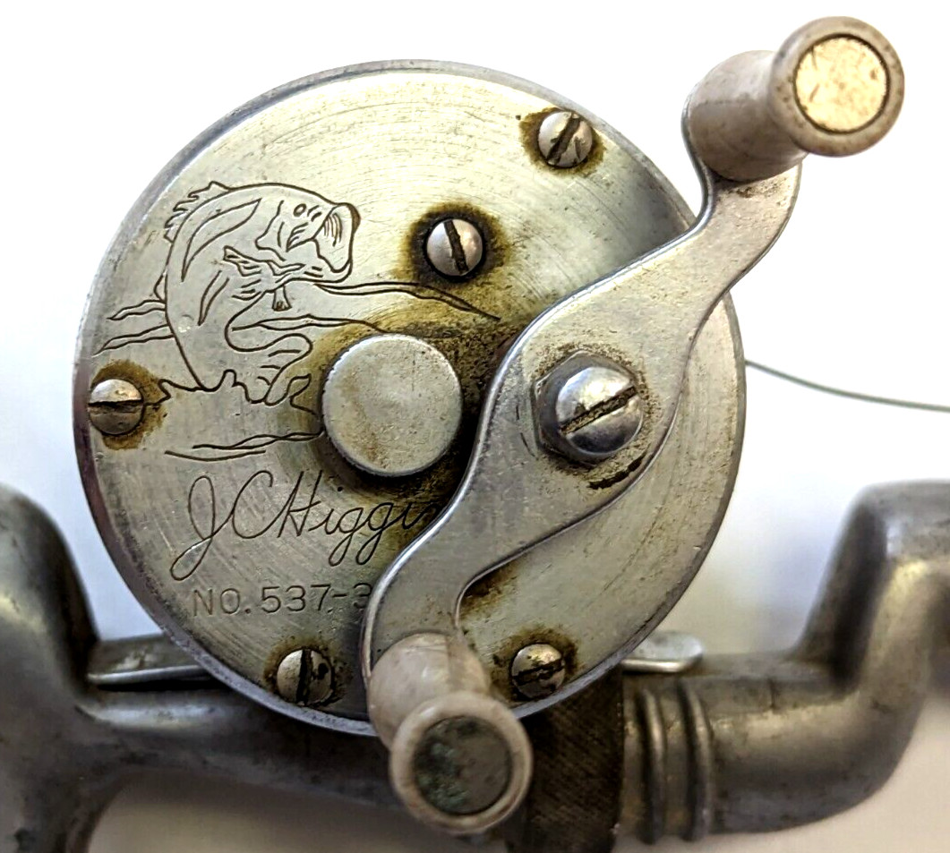 HTF VTG JC Higgins Pistol Grip 51 1/2" Steel Fishing Rod Pole Casting Reel OA22
