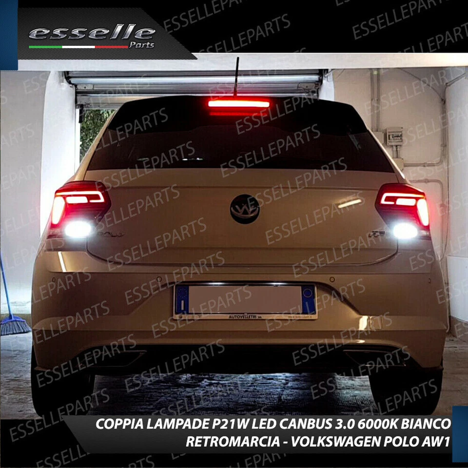 COPPIA LUCI RETROMARCIA LED P21W CANBUS 3.0 VOLKSWAGEN POLO AW1 6000K BIANCO - Immagine 3 di 3