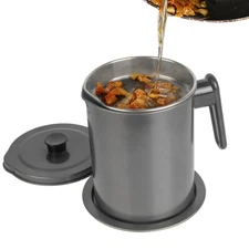1.7L Bacon Grease Container with Strainer Oil Keeper Storage Grease Oil Filter