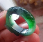 Video Certified Natural  A Jadeite Jade Dragon Circle Ring NO. 7.75 戒指 103734 TS