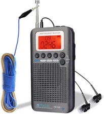 TR105 FM AM Shortwave Airband Pocket Radio SW/CB/AIR/VHF Band Radio Sleep Timer