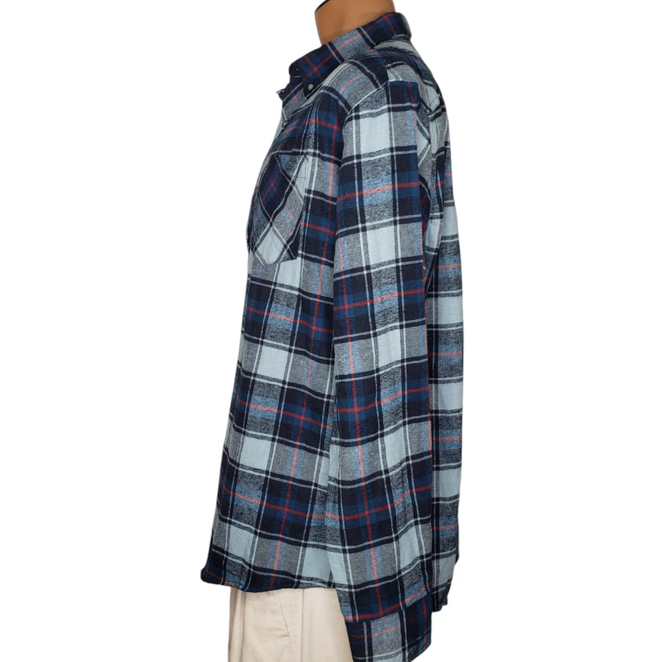 Cloudveil Button Down Flannel Shirt Mens XXL Blue Plaid L/S Pocket 2XL - Image 4 of 4