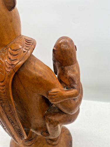 South Pacific Oceanic Hand Carved Solid Wood Vintage Statue Cowrie Shell Eyes - Picture 8 of 24