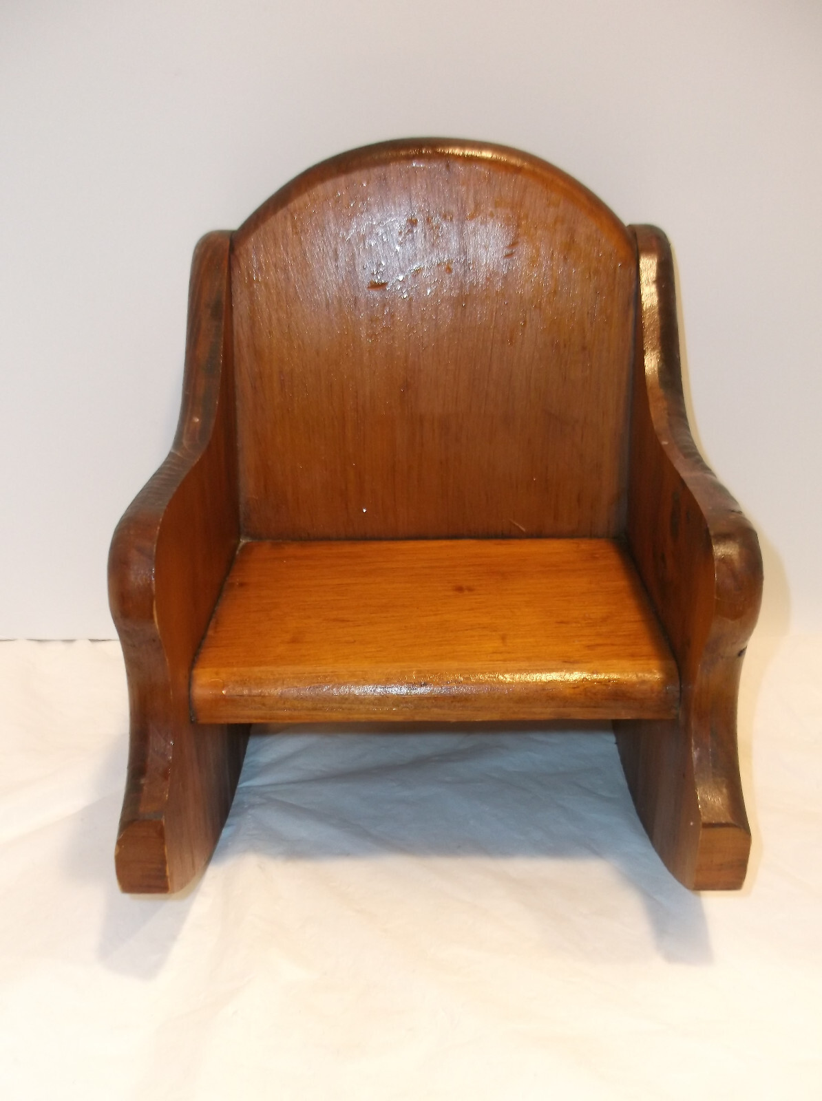 VINTAGE PINE WOOD DOLL ROCKER Handmade   Seat  5 1/4" x  7 1/4"  - 11 1/2" High